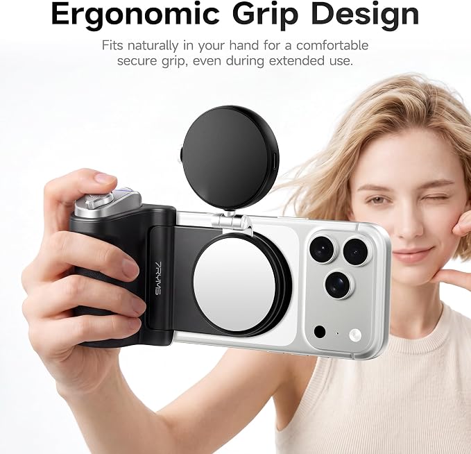 7RYMS 7Rig G1 Camera Grip & 7Lite L1 Selfie Light Creator Kit | Compatible with iPhone and Android. Perfect for Photography, Vlogging, Zoom Meeting, Selfies and Video Creation (Black)