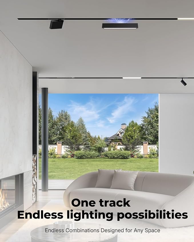 SCON 1.65FT/ 19.7in Track Rails, Recessed 24V Magnetic Track Lighting Kit | Aluminum Rail System, Easy Installation for Flush-Mount LED Lamp Heads, for Use at the End of Magnetic Track Lighting System