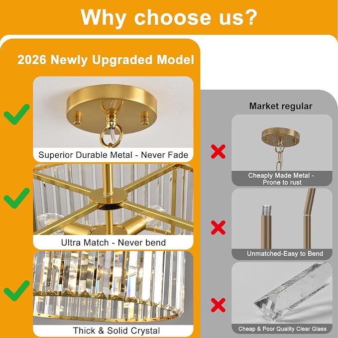 15" Gold Crystal Chandelier for Dining Room, 4-Light Modern Dining Room Light Fixtures Over Table, Hanging Pendant Lights Fixture for Kitchen Island Dining Room Living Room Bedroom Foyer Entryway