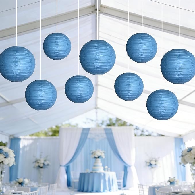 9 Pcs Royal Blue Paper Lanterns Mixed Sizes Hanging Paper Lanterns Decorations Round Chinese Paper Lanterns for Birthday Baby Shower Wedding Graduation Party Decor Blue Party Decorations