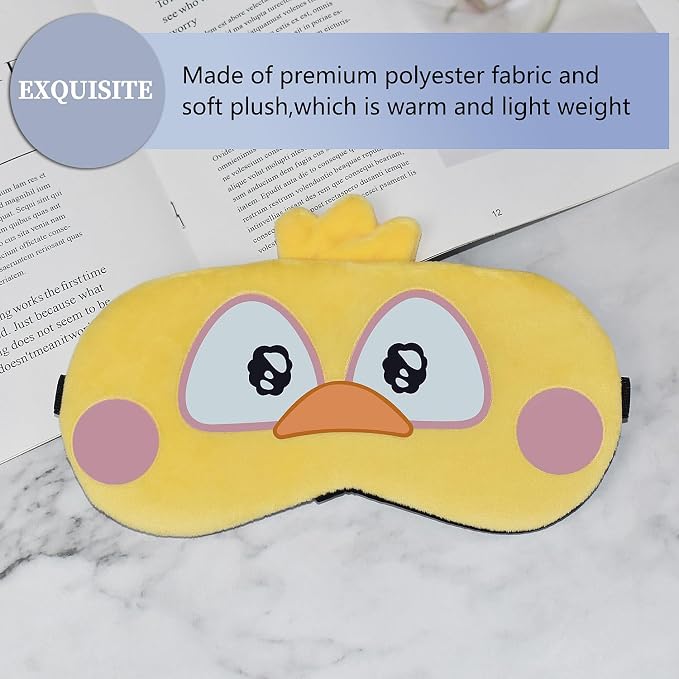 Cute Sleep Masks Cartoon Animal Eye Mask Plush Sleeping Mask & Travel Blindfold - Funny Novelty Eye Shade for Women Men (Chick)