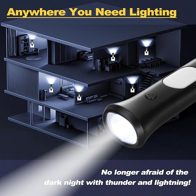 4 in 1 Emergency Lights for Home Power Failure,Rechargeable LED Flashlight Plug in Wall, Automatic Turn-On Power Outage Night Light Flashlight for Hurricane Preparedness Items