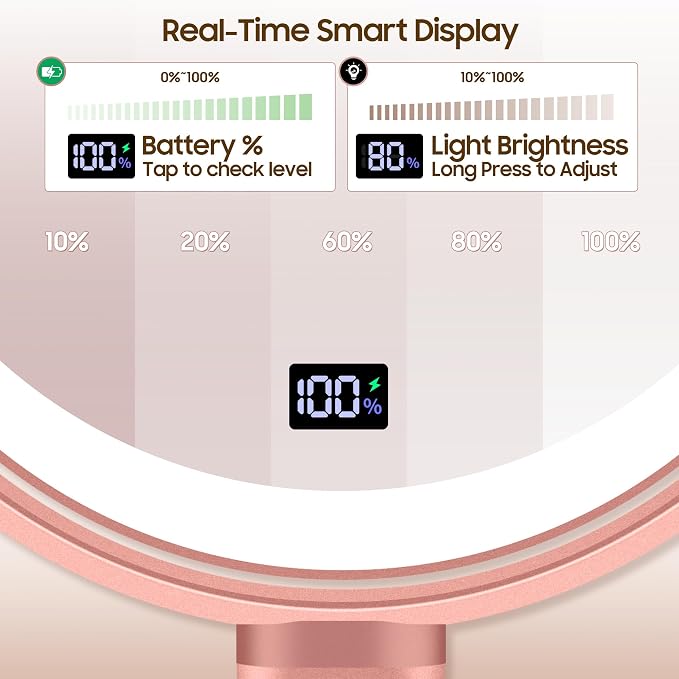 Makeup Magnifying Mirror with Light 30X/1X, Digital Display, 2-Sided Touch Control, Makeup Mirror with 3 Color Lights,360° Rotate, Height Adjustable Lighted Magnifying Mirrors for Desk Travel