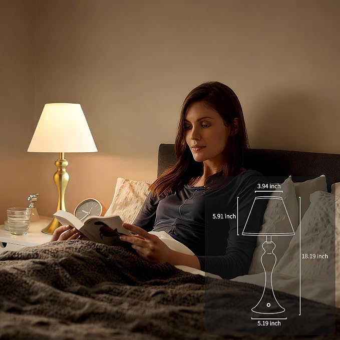 Mr.White Rechargeable Cordless Table Lamp with E26 LED Bulb, 5200mAh Battery Operated Portable Table Light with Fabric Shade, for Patio Restaurant Kitchen Bedside Living Room (Gold)