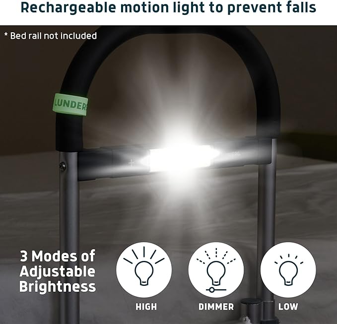 Lunderg Motion Sensor Light - Accessory LED Light for Bed Assist Rail - Replacement or Extra Light - Includes Rechargeable Battery and USB Cable