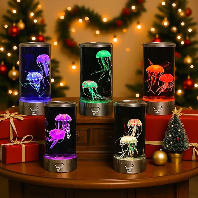 Lightahead Large Round LED Jellyfish Lamp – 18 LEDs with Vibrant Color-Changing Effects – The Ultimate Sensory Fake Aquarium for Decoration, Autism, ADHD, Stress & Anxiety Relief – Ideal Gift (Large)