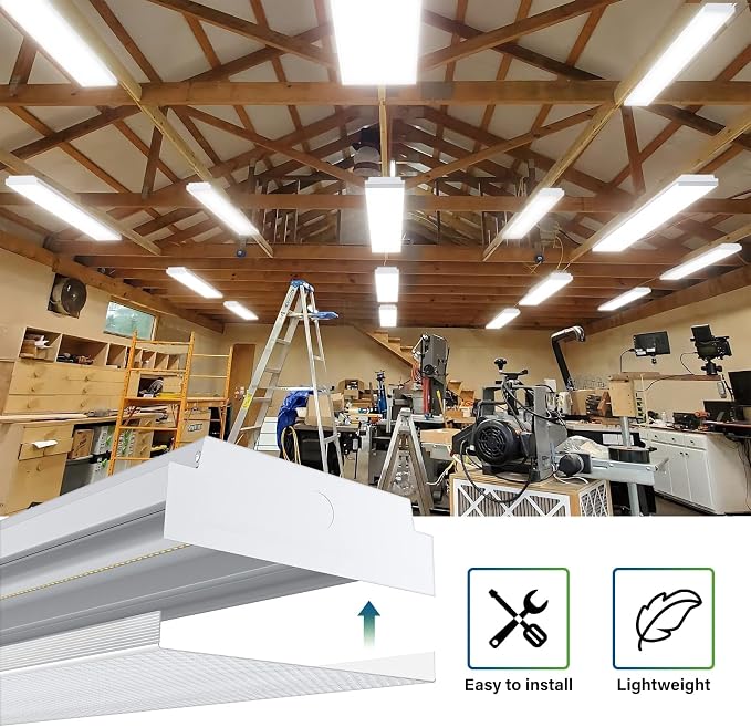 ANTLUX 4FT LED Wraparound 40W Shop Lights for Garage, 4400lm, 4000K, 4 Foot LED Wrap Light, 48 Inch Integrated Linear Strip Flush Mount Office Workshop Ceiling Lighting Fixture, 4 Pack