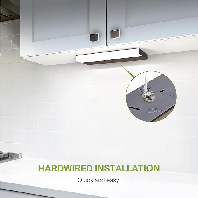 ASD 12 Inch Hardwired LED Under Cabinet Light, On/Off & 5CCT Switch 2700K-5000K, 5W 442LM CRI90+, Direct Wire Low Profile Linkable Fixture, Dimmable Under Counter Kitchen Lighting, Bronze, UL