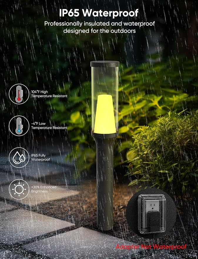 Pathway Lights,RGBCW Walkway Lights with APP Control,4 Pack | IP65 Waterproof,Low Voltage Landscape Lighting 800LM,Color Changing,for Garden, Yard, Patio,Compatible with Alexa