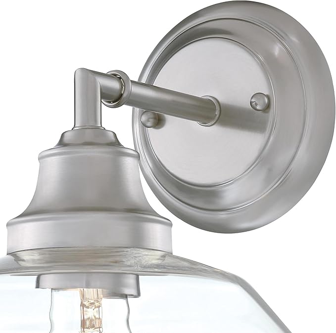 Westinghouse 6129100 Iron Hill Vintage-Style One Light Wall Fixture, Brushed Nickel Finish, Clear Glass