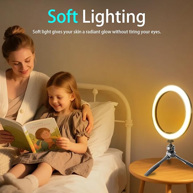 10" Desk Ring Light with Stable Tripod & Phone Holder, 120 LEDs 5-Color 10-Level Dimmable, Wireless Bluetooth Remote, Phone Selfie Light for Desk/Zoom/YouTube/TikTok
