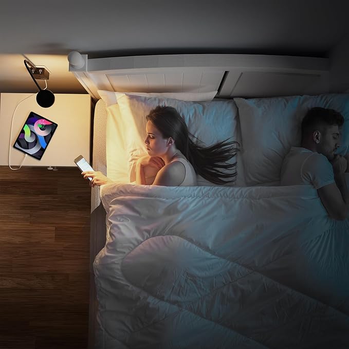 Plug in LED Book Reading Light, Black Dimmable LED Wall Sconce Lamp with Power Plug and Outlet Extender for Kitchen Bedroom Living Room, 3 Lighting Colors, USB Output Charging Ports
