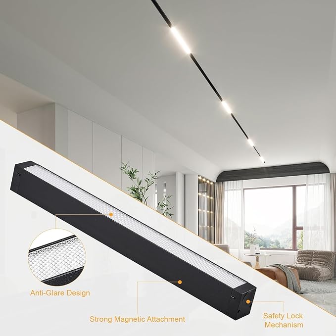 Magnetic Floodlight Track Head 4 Pack, 24V 15W LED Lamp for Track Light, Dimmable Linear Floodlight with APP & Remote Control, Adjustable 3000K-6000K Color Temperature, for Ceiling Lighting