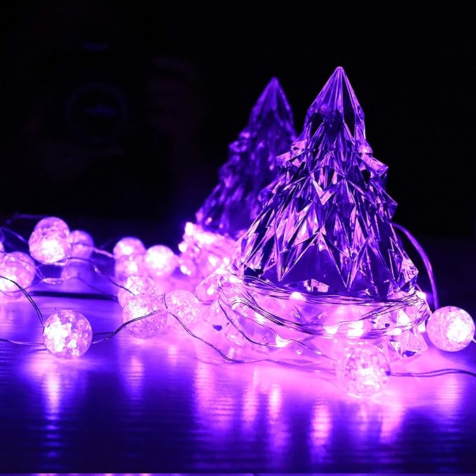 [12-Pack] LED String Lights, Christmas Lights, Self-Timing 6.5 ft 20 Purple LED Fairy Lights Battery Operated Waterproof for Garden Patio Bedroom Xmas Decor Indoor Outdoor Party Celebration Lighting