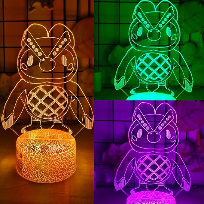 3D Night Light, 16 Color Changing Cartoon USB Desk Lamp Illusion Lighting with Remote Control for Home Decor Gift for Kids.