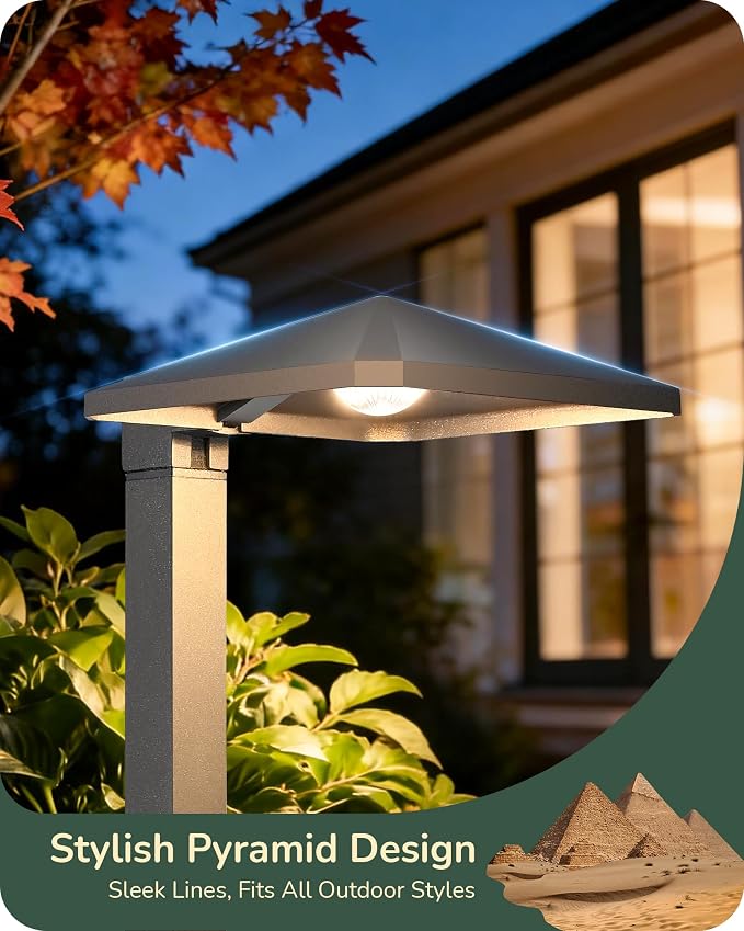 EDISHINE Low Voltage Pathway Lights, LED Landscape Lighting, 4 Pack | Pyramid Exterior, Aluminum, 3000K & 50000Hrs, Outdoor Path Lights Wired for Garden, Yard, Driveway