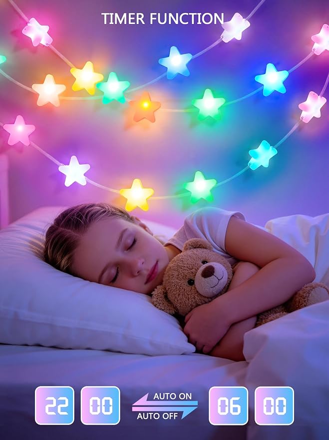 JMEXSUSS 33FT 66 LED Color Changing Smart Star String Lights for Bedroom | App & Remote Control, Music Sync, USB/Plug in,RGB, Twinkle Fairy Lights for Classroom Dorm House Porch DIY Gift Decor