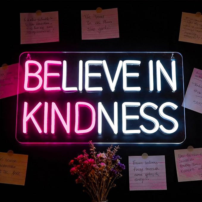 Believe in Kindness Neon Sign for Wall Decor Led Neon Signs Light Up Sign Room Decor Neon Lights Sign USB Powered