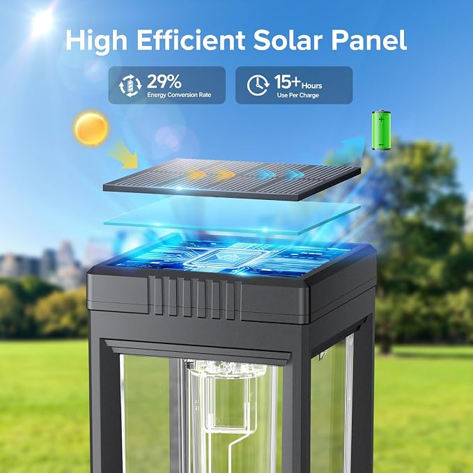 LETMY Solar Pathway Lights Outdoor, 4 Pack IP65 Waterproof Solar Path Lights with Auto On/Off, Bright Garden Lights for Landscape, Patio, Driveway & Yard