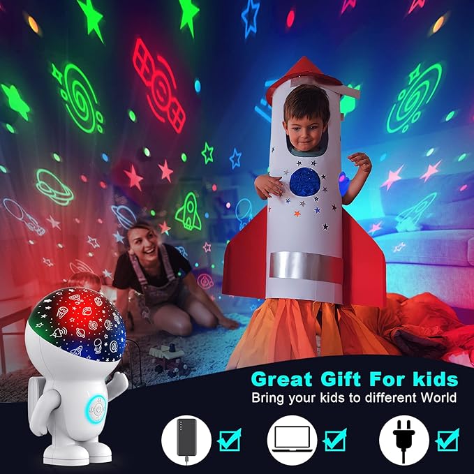 Astronaut Star Projector with Timer,Remote, Adjustable Brightness,Energy Halo and 360 ° Rotation,Space Pattern