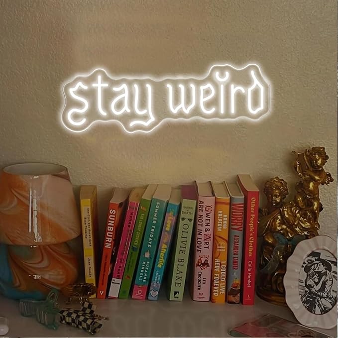 Stay Weird Neon Sign White Neon Signs for Wall Decor Neon Light Sign with USB Neon Lights LED Neon Sign for Bedroom Living Room Study Room LED Signs for Wall Decor
