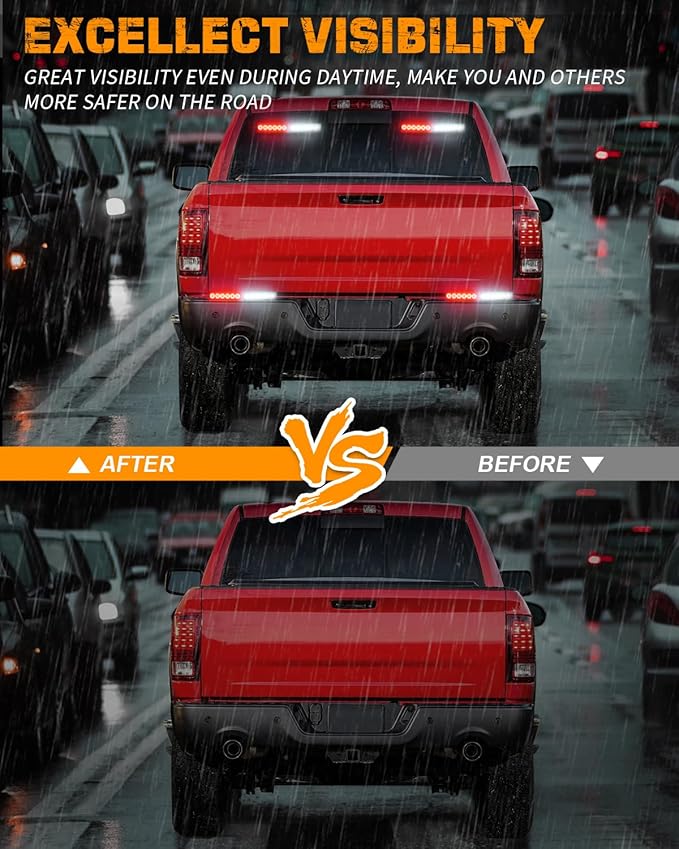 XRIDONSEN 2x 10.7 inch Red White Emergency Lights 24 LED Strobe Warning Flashing Safety Dash Side Window Front/Rear Windshield First Responder Lights for Volunteer Firefighter Vehicles POV Trucks