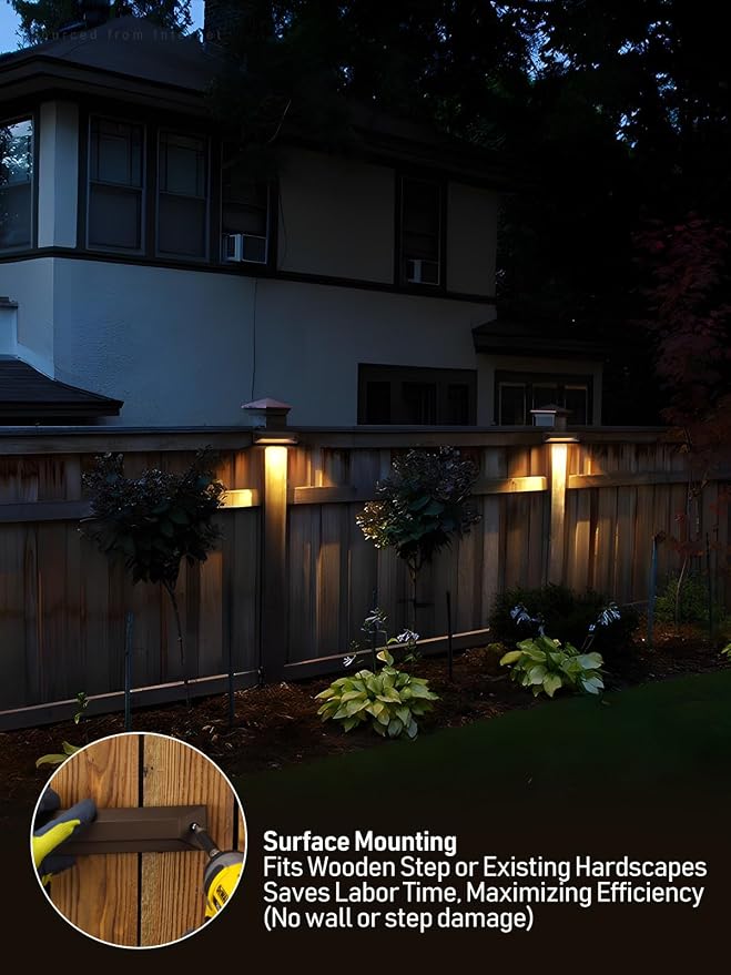 LEONLITE 6-Pack 8 Inch 5CCT Low Voltage LED Step Lights Outdoor | 1800K/2700K/3000K/4000K/5000K, 12-24V AC/DC, Surface Mount Deck Lights, IP65, for Yard Garden, Aluminum, Oil Rubbed Bronze