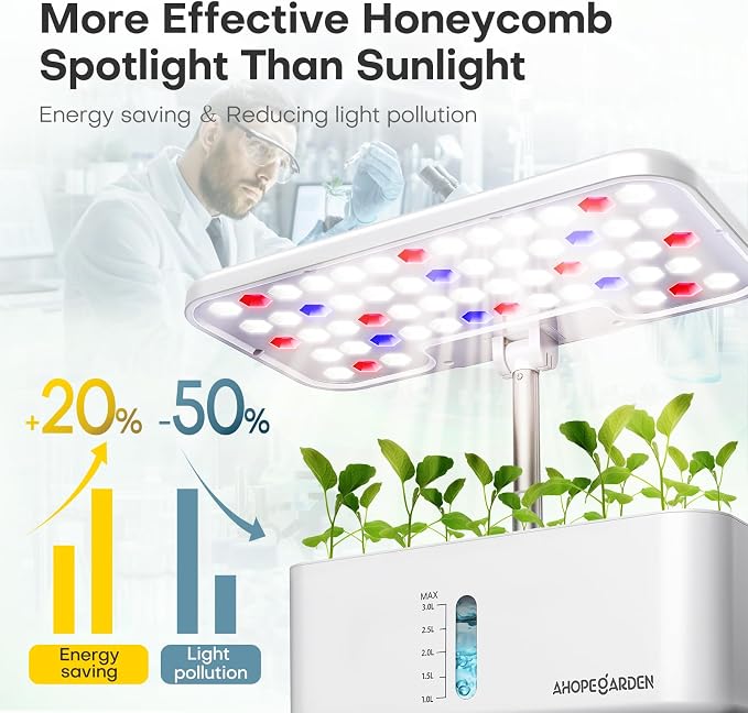 Indoor Garden Hydroponics Growing System: 10 Pods Kit with LED | Plant Germination Kit Herb Vegetable Growth Lamp Countertop, Hydroponic Planter Grower Harvest Lettuce for Beginner Gardeners