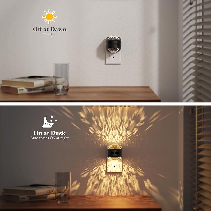 JandCase Motion Sensor Night Light, 3000K Soft White | Star Projector Night Light with 180° Rotatable Plug, Automatic Galaxy Nightlight Plug in with Light Sensor for Bathroom