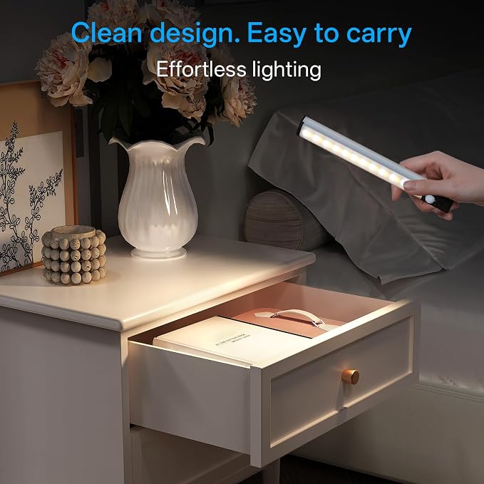 8inch Under Cabinet Lighting Wireless Closet Light Battery Operated | 6Pack Motion Sensor Light Indoor,3color Dimmable Closet Light Rechargeable Wireless,Under Counter Lights for Kitchen,Hallway