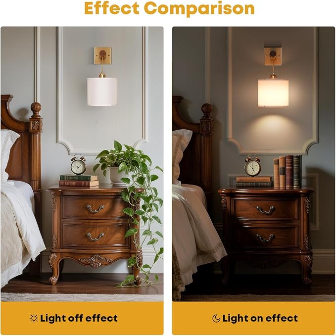 Rechargeable Battery Operated Wall Sconce Set of Two, 8000mAh Wireless Wall Sconces with RGB 15 Colors & Remote Control, Dimmable Wall Lamps for Living Room Bedroom, Gold