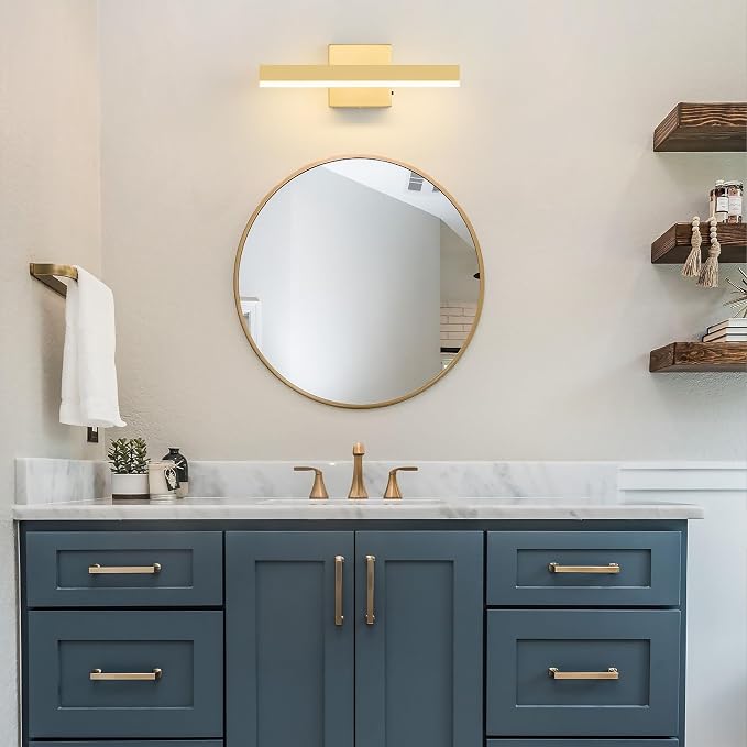 Gold Bathroom Vanity Light Fixture 15.7'' 20W Dimmable 5CCT LED Hardwired | Bathroom Light Fixture Over Mirror, Bathroom Wall Sconce, Rust-resistant, ETL Certificated, 2700K/3000K/3500K/4000K/5000K