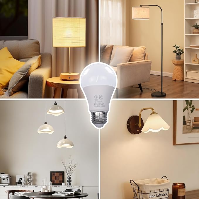 Gupuzm A19 LED Remote Control Bulbs, 800LM 9W, Equivalent to 60W Bulbs, Dimmable Bulb with Remote Control 3000K-6000K, E26 Base, CRI 80+,2.4GHz, Lifespan Over 25,000 Hours (9W-1 Remote-3 Bulb)