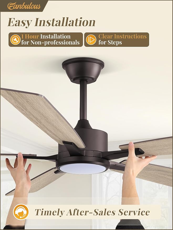 Fanbulous 60 Inch Oil Bronze Ceiling Fan with Light, Remote & APP Control | Stepless CCT & Dimmable Light, 20W LED Ceiling Fans, 6 Speeds, Reversible Quiet DC Motor, for Bedroom Living Room Apartment