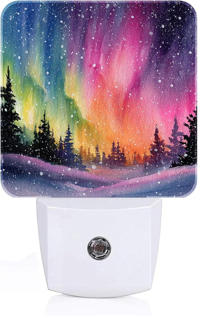 Northern Lights and Forest Night Light,Plug-in Nightlights Auto Sensor Night Lamp Dusk-to-Dawn Lamp Home Decor for Nursery Children Girls Boys