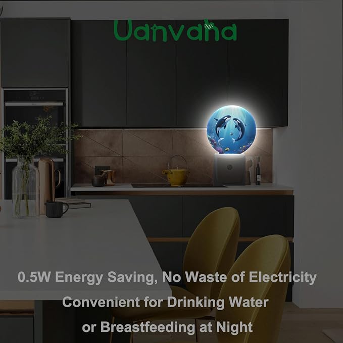Whale Night Light Undersea Killer Whales Blue Ocean Sea Coastal LED Dusk to Dawn Plug-in Nightlight Auto Sensor for Bedroom Bathroom Hallway Living Room