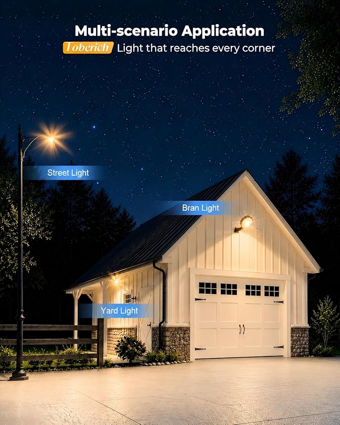 toberich 150W LED Barn Light Dusk to Dawn, 20000LM Outdoor Yard Light 3000K | Ultra Bright Security Light, Adjustable Angle, IP66 Waterproof, Photocell, AC110-120V, Lights Up Large Areas for Yard Barn
