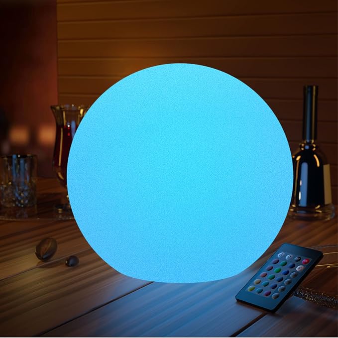 LOFTEK 16-inch Rechargeable LED Glow Ball, Waterproof Globe Lamp w/Remote | 16 Colors Change Night Light, Auto Timer, Cordless & Dimmable Large Floor Lamp for Home Patio Decor Living Room