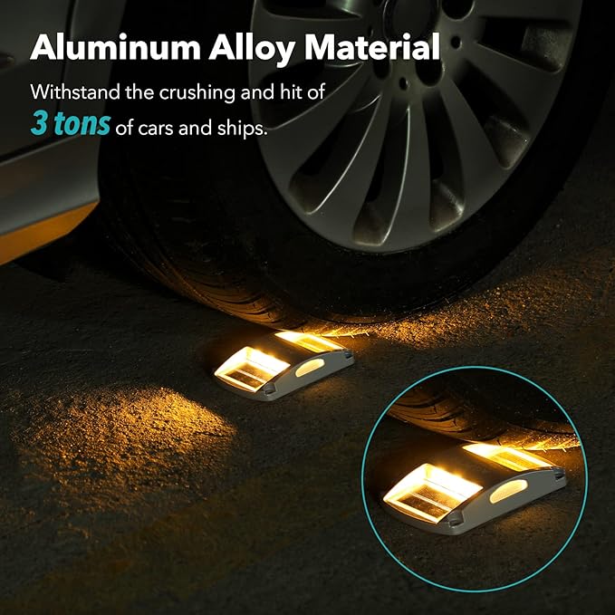 AGPTEK Solar Driveway Lights 12 Pack, Outdoor Deck Dock Marine Waterproof | LED Solar Powered Driveway Marker Lights for Warning Step, Sidewalk, Pathway, Garden, Yard (Warm White)