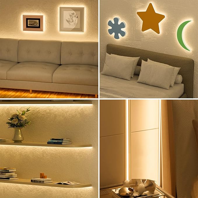 USB LED Light Strip, 3000K Warm White COB LED Strip Lights, 3.28FT TV Lights Flexible Small Led Lights with Touch Switch Controller White 5V LED Strip Light for TV Backlight Bedroom