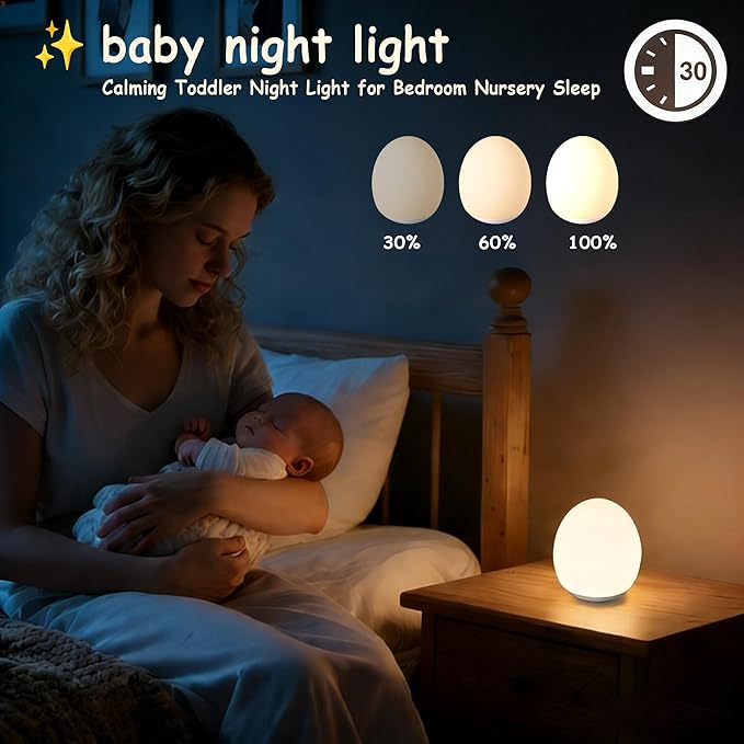Night Light for Kids,Egg Night Light for Baby Nursery, 7 Colors Changing & 30-Min Timer Portable Nursery Night Lamp forBaby Nursery & Kids Bedroom,DIY Hand-Painted Custom Lamp