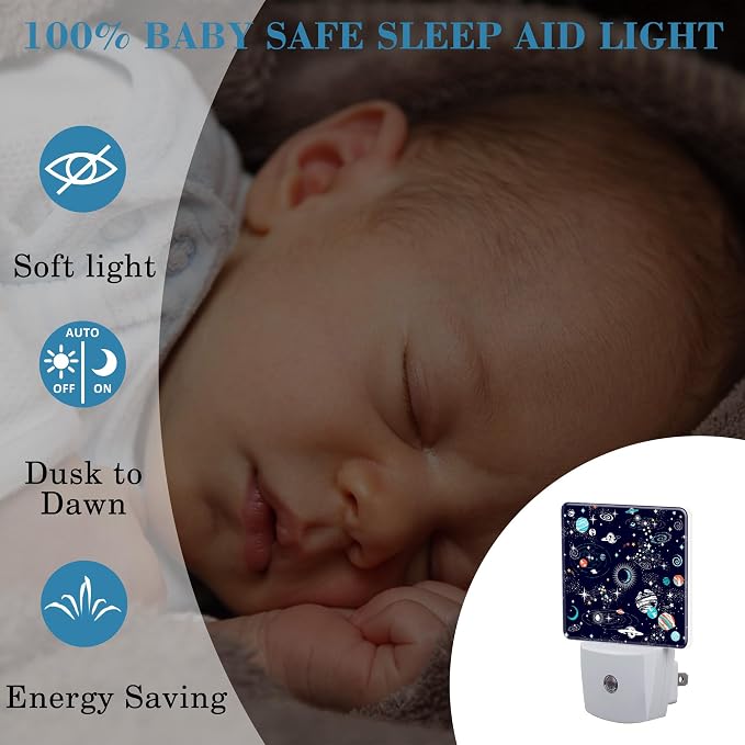 Night Light for Kids Girls Boys, Space Galaxy Constellation LED Night Light Plug into Wall with Dusk to Dawn Sensor for Room Decor, Hallway, Kitchen, Bathroom, Nursery, Stairs