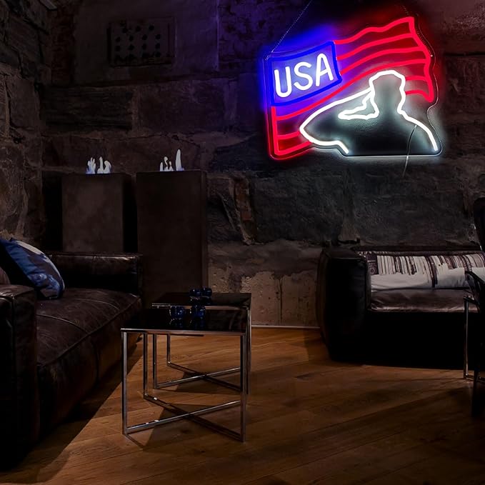 Veterans Day Neon Sign USA Flag Led Sign for Wall Decor Patriotic Neon Sign Bedroom Home Decor Classroom Art Student Gift Christmas Party