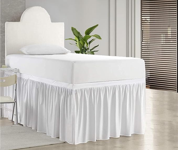 Dorm Bed Skirt, Twin XL, 36" Drop, White | Soft Microfiber Fabric, College dorm rooms, Hides under-bed storage, Fits 39"x80" Beds, Wrinkle-resistant, Machine Washable