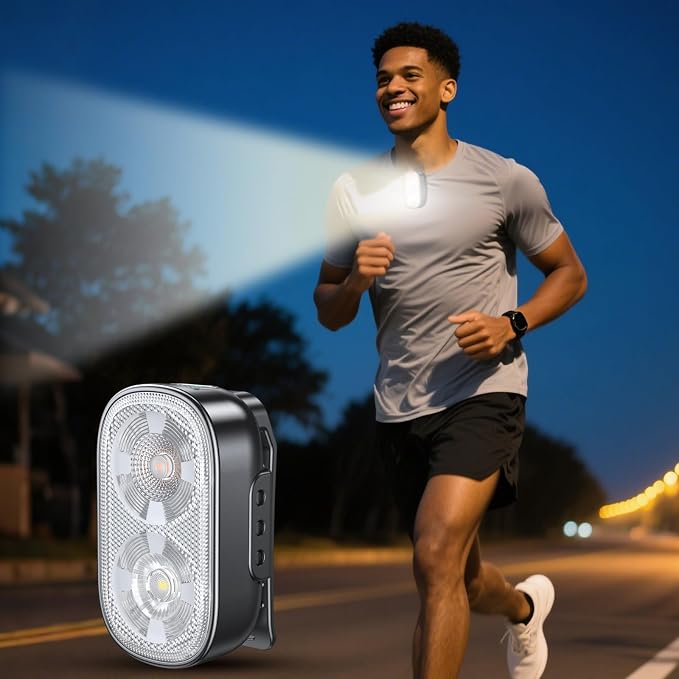 500LM Ultra Bright Mini Clip-on Flashlight Rechargeable, 10 Modes Hands-Free Pocket EDC Flashlight, Waterproof Small Keychain Flashlight, Running Lights for Runners/Emergency/Work/Walking