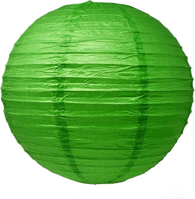Mudra Crafts Green and Gold Paper Lanterns Wedding Party Decorations - 12 in 10 Round Hanging Ceiling Lanterns, 10 Pack, Decorative Lamp Shades