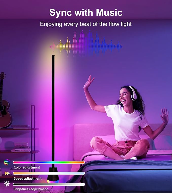 Ericlin 2PCS Smart RGB LED Corner Floor Lamp with App and Remote Control | 16 Million Colors & 68+ Scene, Music Sync, Timer Setting, Ideal Standing Lamp for Living Rooms, Bedrooms, Gaming Rooms