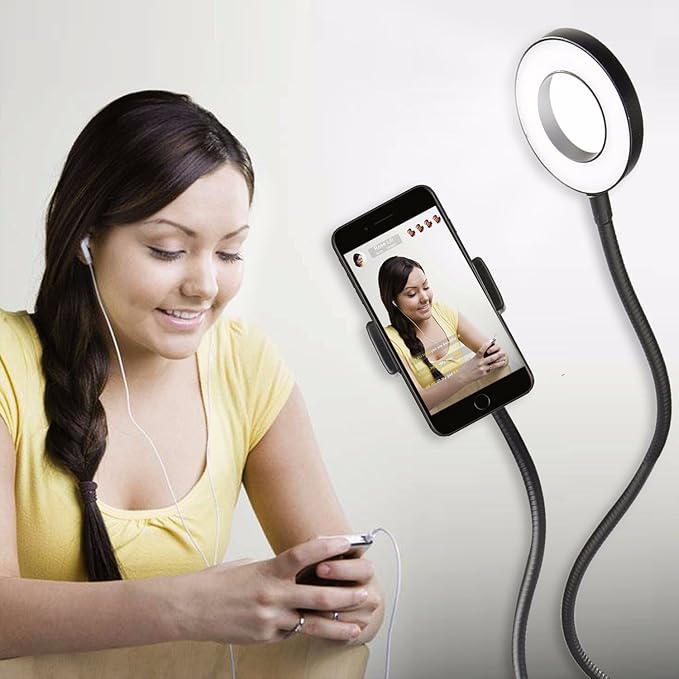 Sokani Selfie Ring Light with Cell Phone Holder and Stand Bracket for YouTube TIK Tok Tiktok Zoom Video Conference Live Stream Makeup Dimmable LED Circle RingLight for iPhone Android Mobile Smartphone