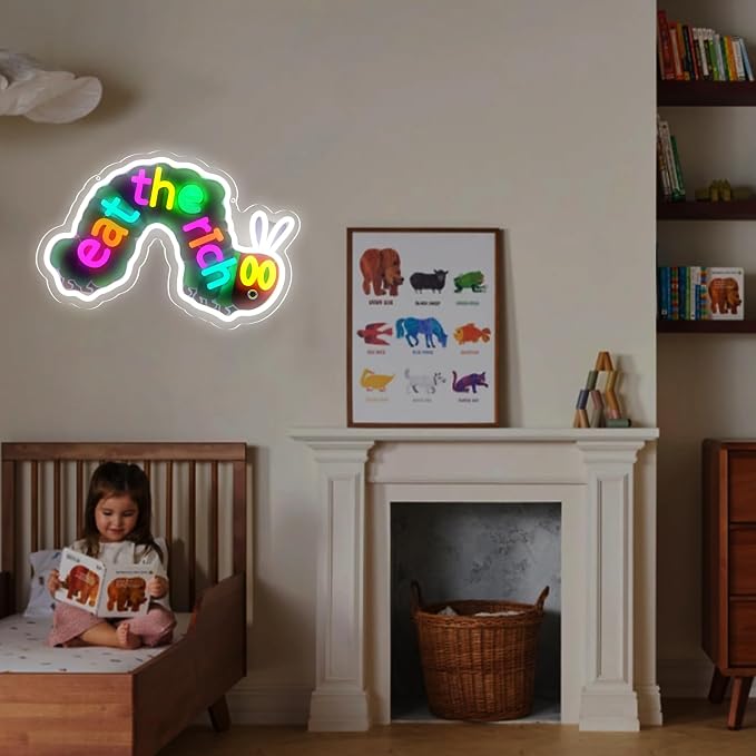 Funny Cartoon Quote Neon Sign Wall Decor for Man Cave Bar Bedroom | USB powered dimmable cute caterpillar cartoon print funny wall decor perfect for bedroom,children room and party decoration
