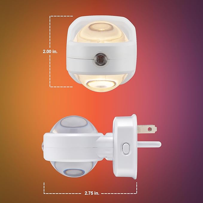GE Plug in Color Changing Night Light with Dusk to Dawn Sensor, Wall Wash | for Home Decor Color Changing Dimmable Rotating Dusk to Dawn Sensor, Ambient Lighting, Apartment Essentials